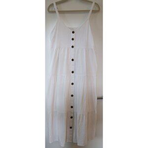 Denver Hayes Linen Blend Button Front Dress L White